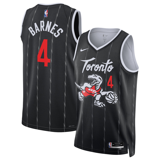 Men's Toronto Raptors #4 Scottie Barnes Black 2025/26 City Edition Stitched Basketball Jersey